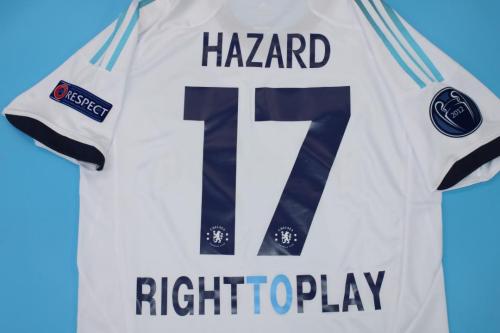 with 2012 Champions League Patch Retro Jersey 2012-2013 Chelsea HAZARD 17 Away White Soccer Jersey Vintage Football Shirt