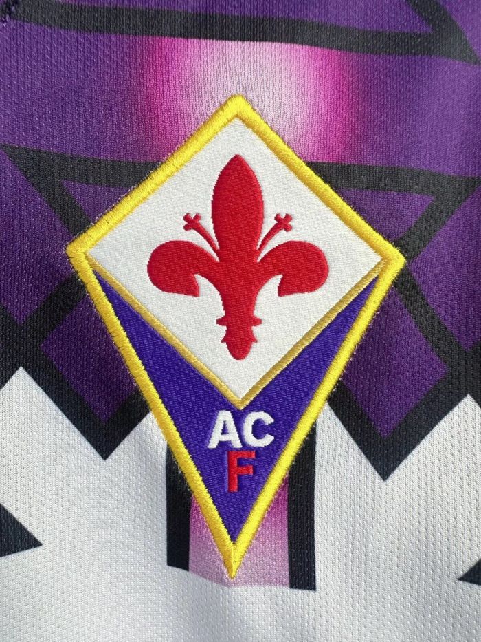 Long Sleeve Retro Jersey ACF Fiorentina 1992-1993 Away Soccer Jersey Vintage Football Shirt