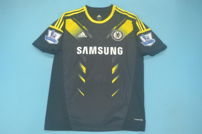 with EPL Patch Retro Jersey 2012-2013 Chelsea Third Away Black Soccer Jersey Vintage Football Shirt