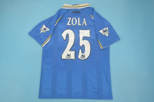 with EPL Patch Retro Jersey Chelsea 1997-1999 ZOLA 25 Home Blue Soccer Jersey Vintage Football Shirt