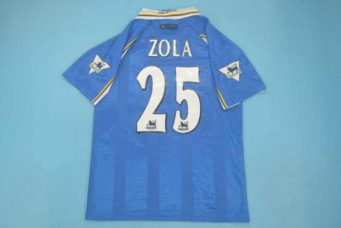 with EPL Patch Retro Jersey Chelsea 1997-1999 ZOLA 25 Home Blue Soccer Jersey Vintage Football Shirt