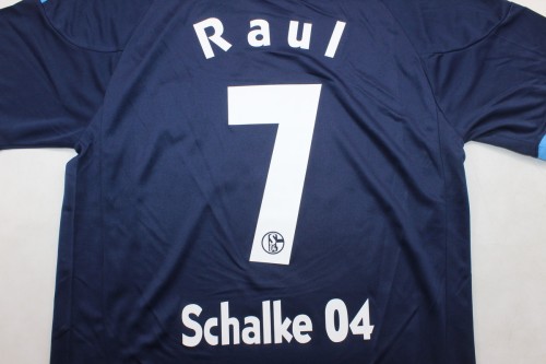 with Bundesliga Patch Retro Jersey 2010-2011 Schalke 04 RAUL 7 Away Dark Blue Soccer Jersey Vintage Football Shirt