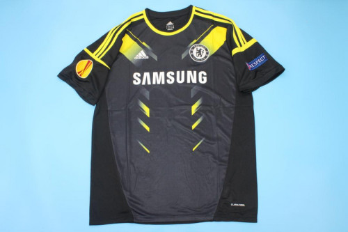 with Europa League Patch Retro Jersey 2012-2013 Chelsea Third Away Black Soccer Jersey Vintage Football Shirt
