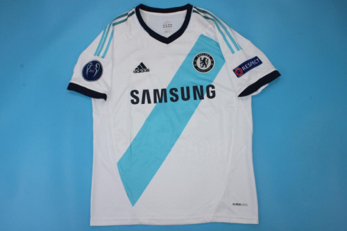 with 2012 Champions League Patch Retro Jersey 2012-2013 Chelsea Away White Soccer Jersey Vintage Football Shirt