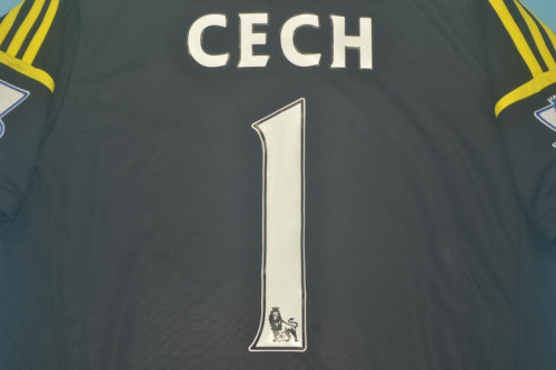 with EPL Patch Retro Jersey 2012-2013 Chelsea CECH 1 Third Away Black Soccer Jersey Vintage Football Shirt