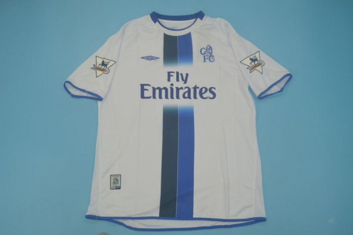 with EPL Patch Retro Jersey 2003-2005 Chelsea VERON 20 Away White Soccer Jersey Vintage Football Shirt