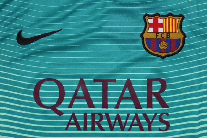 with LFP Patch Retro Jersey 2016-2017 Barcelona Third Away Soccer Jersey Vintage Football Shirt