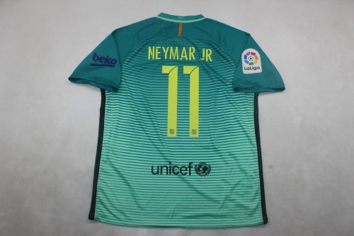 with LFP Patch Retro Jersey 2016-2017 Barcelona NEYMAR JR 11 Third Away Soccer Jersey Vintage Football Shirt