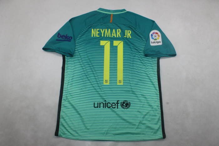 with LFP Patch Retro Jersey 2016-2017 Barcelona NEYMAR JR 11 Third Away Soccer Jersey Vintage Football Shirt