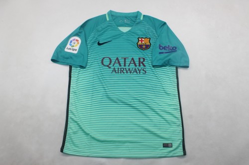 with LFP Patch Retro Jersey 2016-2017 Barcelona Third Away Soccer Jersey Vintage Football Shirt