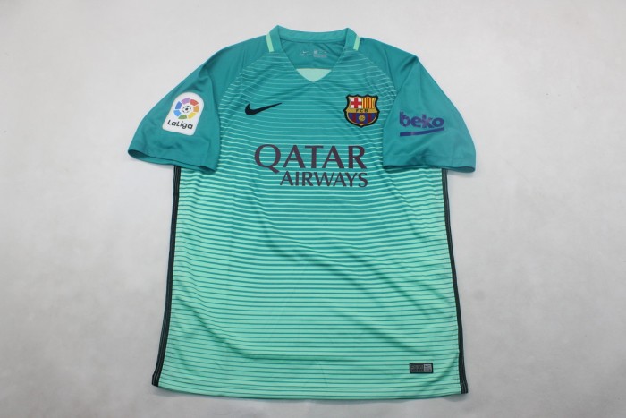 with LFP Patch Retro Jersey 2016-2017 Barcelona Third Away Soccer Jersey Vintage Football Shirt