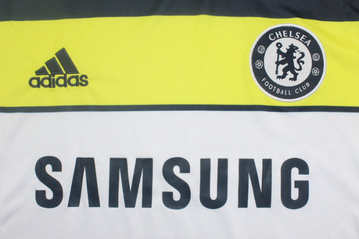 with UCL Patch Retro Jersey 2011-2012 Chelsea Third Away White Soccer Jersey Vintage Football Shirt