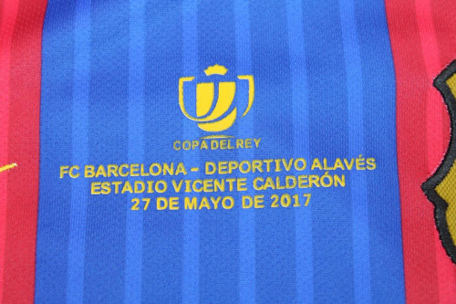 with Front Lettering+Copa De Rey Patch Retro Jersey 2016-2017 Barcelona Copa De Rey Final Home Soccer Jersey Vintage Football Shirt
