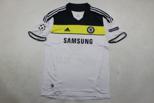 with UCL Patch Retro Jersey 2011-2012 Chelsea Third Away White Soccer Jersey Vintage Football Shirt