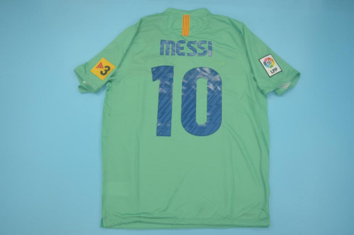 with Golden FIFA+LFP+TV 3 Patch Retro Jersey 2010-2011 Barcelona MESSI 10 Away Soccer Jersey Vintage Football Shirt