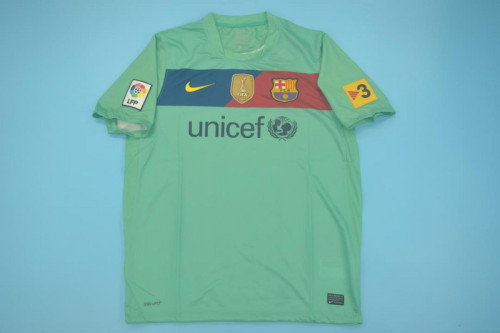 with Golden FIFA+LFP+TV 3 Patch Retro Jersey 2010-2011 Barcelona Away Soccer Jersey Vintage Football Shirt