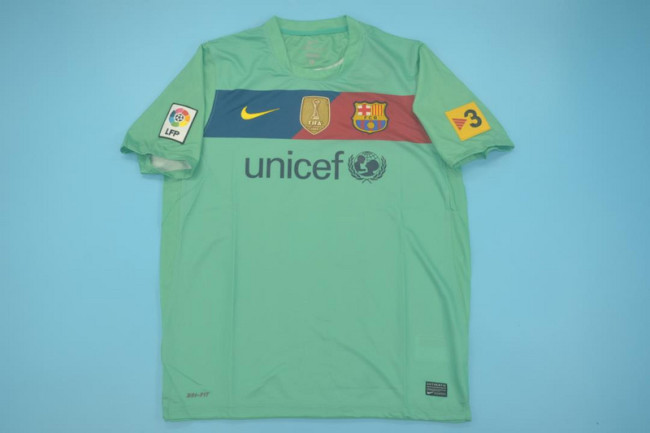 with Golden FIFA+LFP+TV 3 Patch Retro Jersey 2010-2011 Barcelona Away Soccer Jersey Vintage Football Shirt