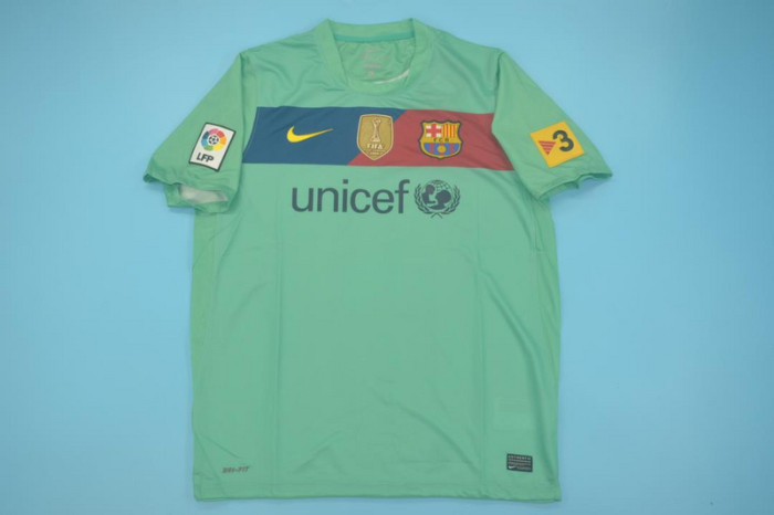 with Golden FIFA+LFP+TV 3 Patch Retro Jersey 2010-2011 Barcelona Away Soccer Jersey Vintage Football Shirt