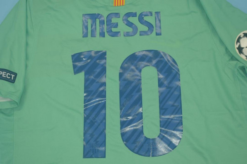 with Golden FIFA+UCL Patch Retro Jersey 2010-2011 Barcelona MESSI 10 Away Soccer Jersey Vintage Football Shirt