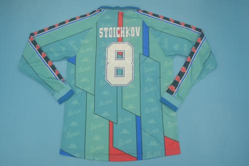 Retro Jersey Long Sleeve 1996-1997 Barcelona STOICHKOV 8 Away Blue Soccer Jersey Vintage Football Shirt