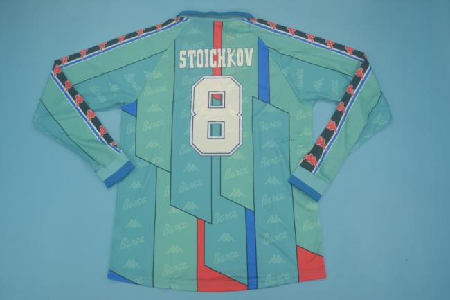 Retro Jersey Long Sleeve 1996-1997 Barcelona STOICHKOV 8 Away Blue Soccer Jersey Vintage Football Shirt