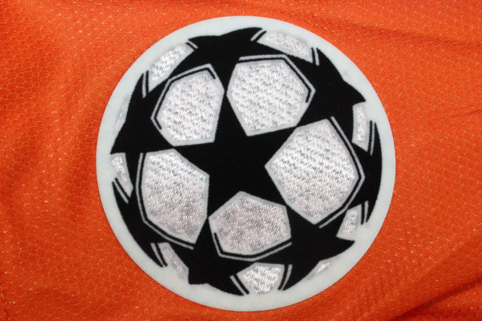 with Golden FIFA+UCL Patch Retro Shirt 2012-2013 Barcelona MESSI 10 Away Orange Vintage Soccer Jersey