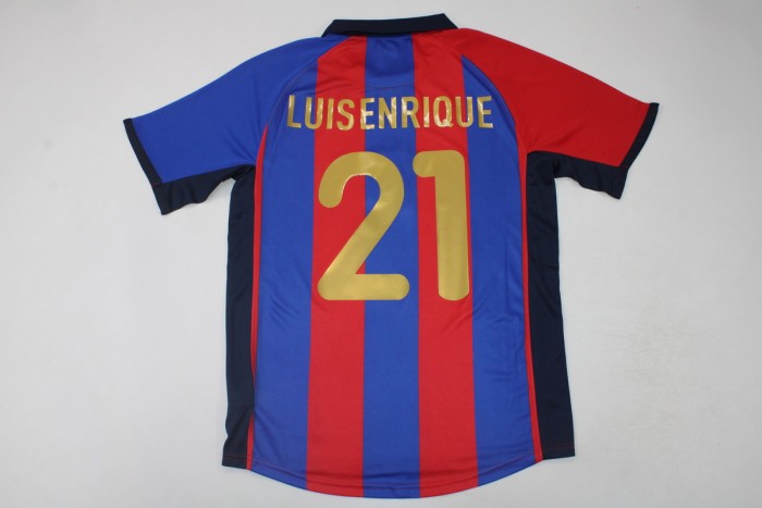 Retro Jersey 2001-2002 Barcelona LUISENRIQUE 21 Home Soccer Jersey Vintage Football Shirt