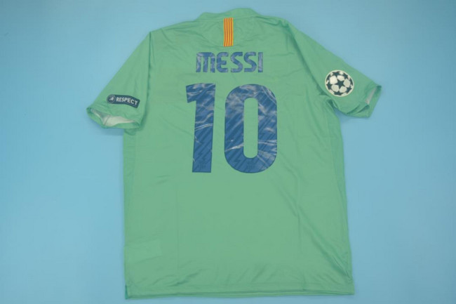 with Golden FIFA+UCL Patch Retro Jersey 2010-2011 Barcelona MESSI 10 Away Soccer Jersey Vintage Football Shirt