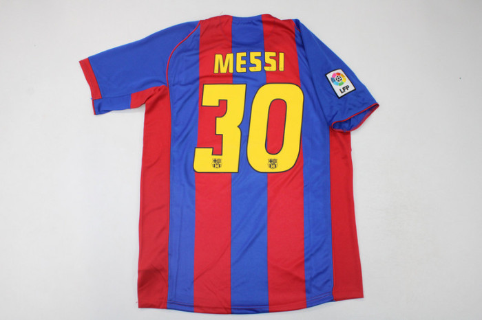 with LFP Patch Retro Jersey 2004-2005 Barcelona MESSI 30 Home Soccer Jersey Vintage Football Shirt