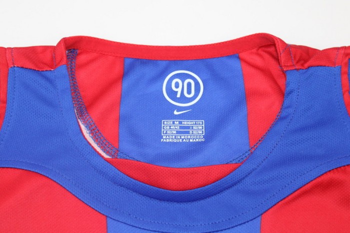 with Big LFP+TV 3 Patch Retro Jersey 2004-2005 Barcelona Home Soccer Jersey Vintage Football Shirt