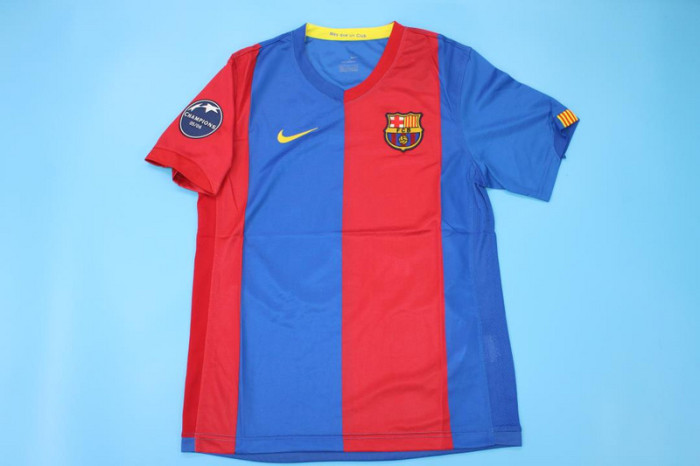 with UCL Patch Retro Jersey 2006-2007 Barcelona MESSI 19 Home Soccer Jersey Vintage Football Shirt