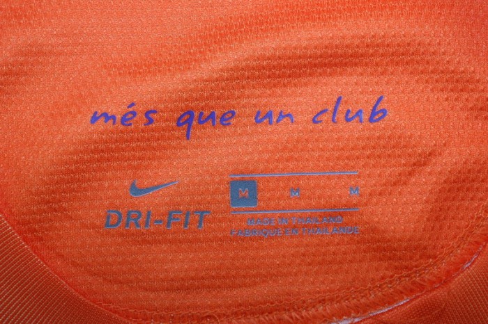 with Golden FIFA+UCL Patch Retro Shirt 2012-2013 Barcelona Away Orange Vintage Soccer Jersey