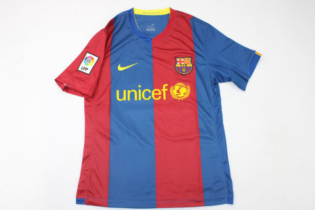 with Sponor Logo+LFP Patch Retro Jersey 2006-2007 Barcelona Home Soccer Jersey Vintage Football Shirt