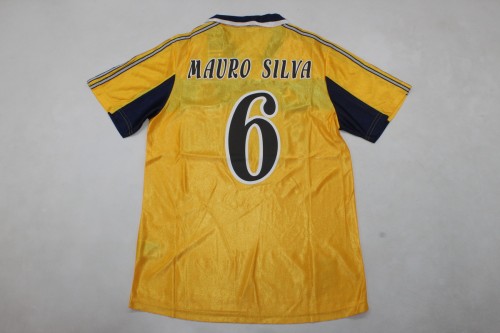 Retro Jersey 1999-2000 Deportivo La Coruna MAURO SILVA 6 Away Yellow Soccer Jersey Vintage Football Shirt