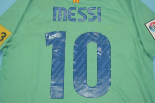 with Golden FIFA+LFP+TV 3 Patch Retro Jersey 2010-2011 Barcelona MESSI 10 Away Soccer Jersey Vintage Football Shirt