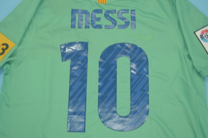 with Golden FIFA+LFP+TV 3 Patch Retro Jersey 2010-2011 Barcelona MESSI 10 Away Soccer Jersey Vintage Football Shirt