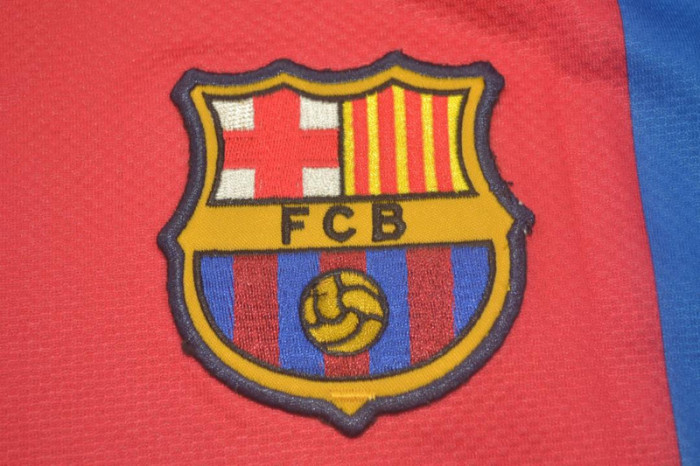 without Sponor Logo+LFP Patch Retro Jersey Long Sleeve 2006-2007 Barcelona Home Soccer Jersey Vintage Football Shirt