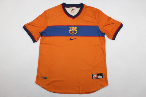 with UCL Patch Retro Jersey 1998-2000 Barcelona RIVALDO 11 Third Away Orange Soccer Jersey Vintage Football Shirt