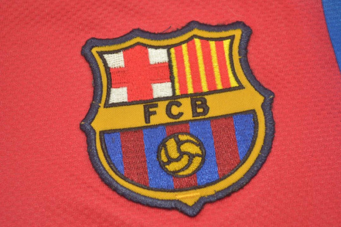 with Sponor Logo+LFP Patch Retro Jersey 2006-2007 Barcelona Home Soccer Jersey Vintage Football Shirt