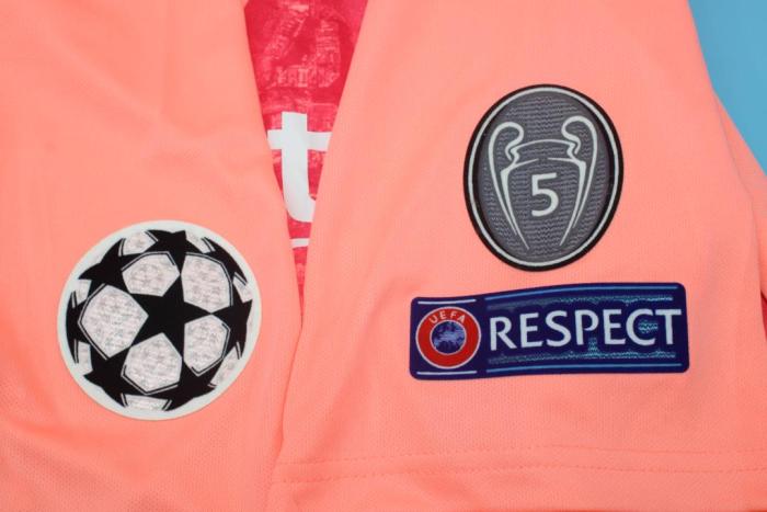 with UCL Patch Retro Jersey 2018-2019 Barcelona SUAREZ 9 Third Away Pink Soccer Jersey Vintage Football Shirt