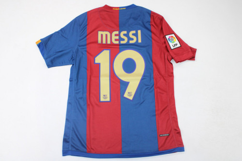with LFP Patch Retro Jersey 2006-2007 Barcelona MESSI 19 Home Soccer Jersey Vintage Football Shirt