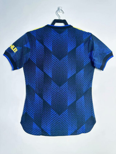 Player Version Retro Jersey 2021-2022 Manchester United Third Away Blue Soccer Jersey Vintage Football Shirt