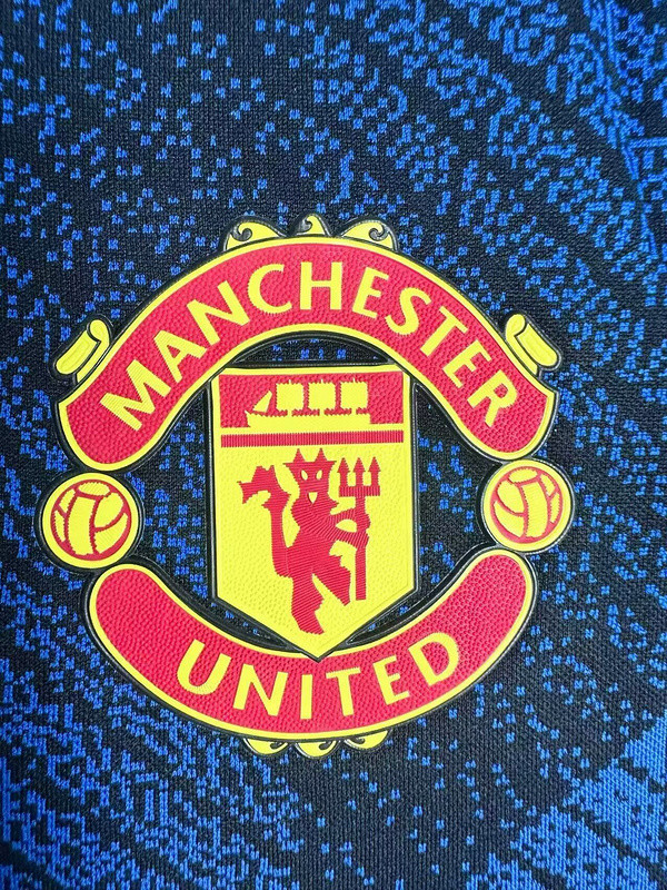 Player Version Retro Jersey 2021-2022 Manchester United Third Away Blue Soccer Jersey Vintage Football Shirt