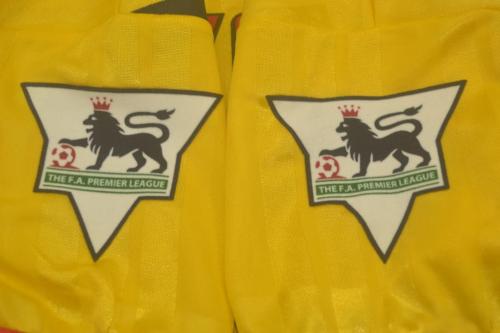with EPL Patch Retro Jersey 1993-1994 Arsenal Away Yellow Soccer Jersey Vintage Football Shirt