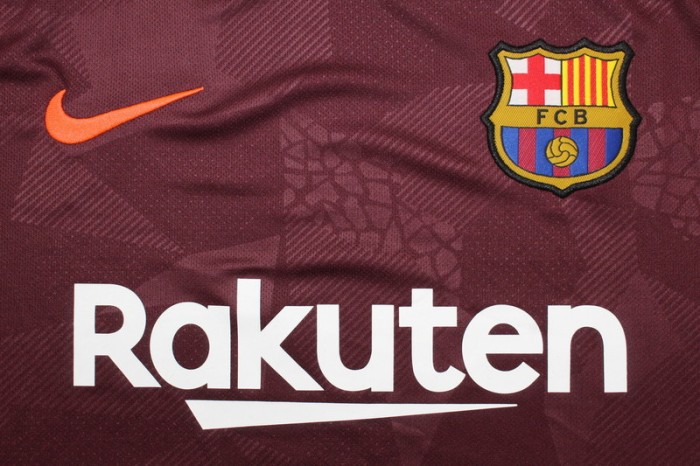 with UCL Patch Retro Jersey 2017-2018 Barcelona Third Away Maroon Soccer Jersey Vintage Football Shirt