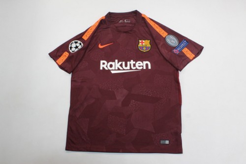 with UCL Patch Retro Jersey 2017-2018 Barcelona Third Away Maroon Soccer Jersey Vintage Football Shirt