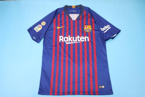 with Golden Champions+LFP Patch Retro Jersey 2017-2018 Barcelona Home Soccer Jersey Vintage Football Shirt