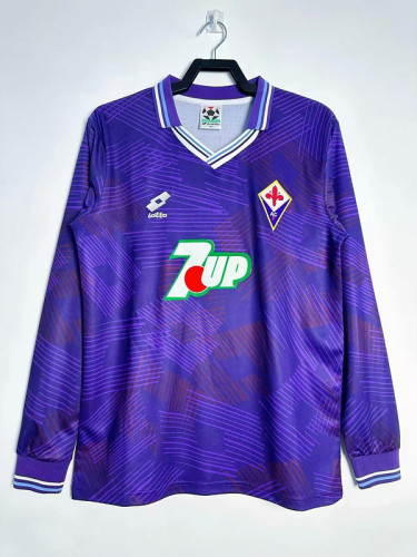 Long Sleeve Retro Jersey ACF Fiorentina 1992-1993 Home Soccer Jersey Vintage Football Shirt