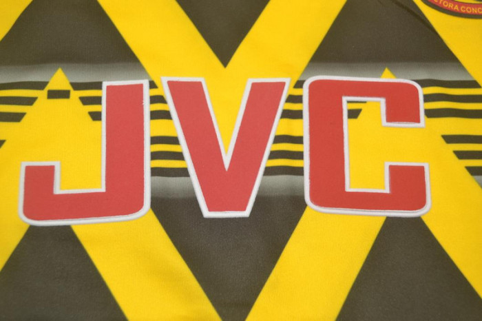 with EPL Patch Retro Jersey 1991-1993 Arsenal Away Yellow Vintage Soccer Jersey