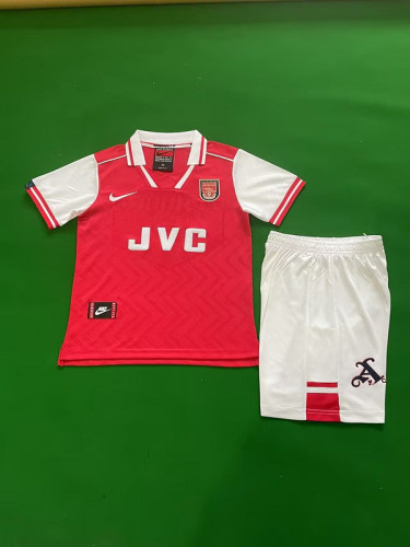 Retro Youth Uniform Kids Kit 1996-1998 Arsenal Home Soccer Jersey Shorts Vintage Child Football Set